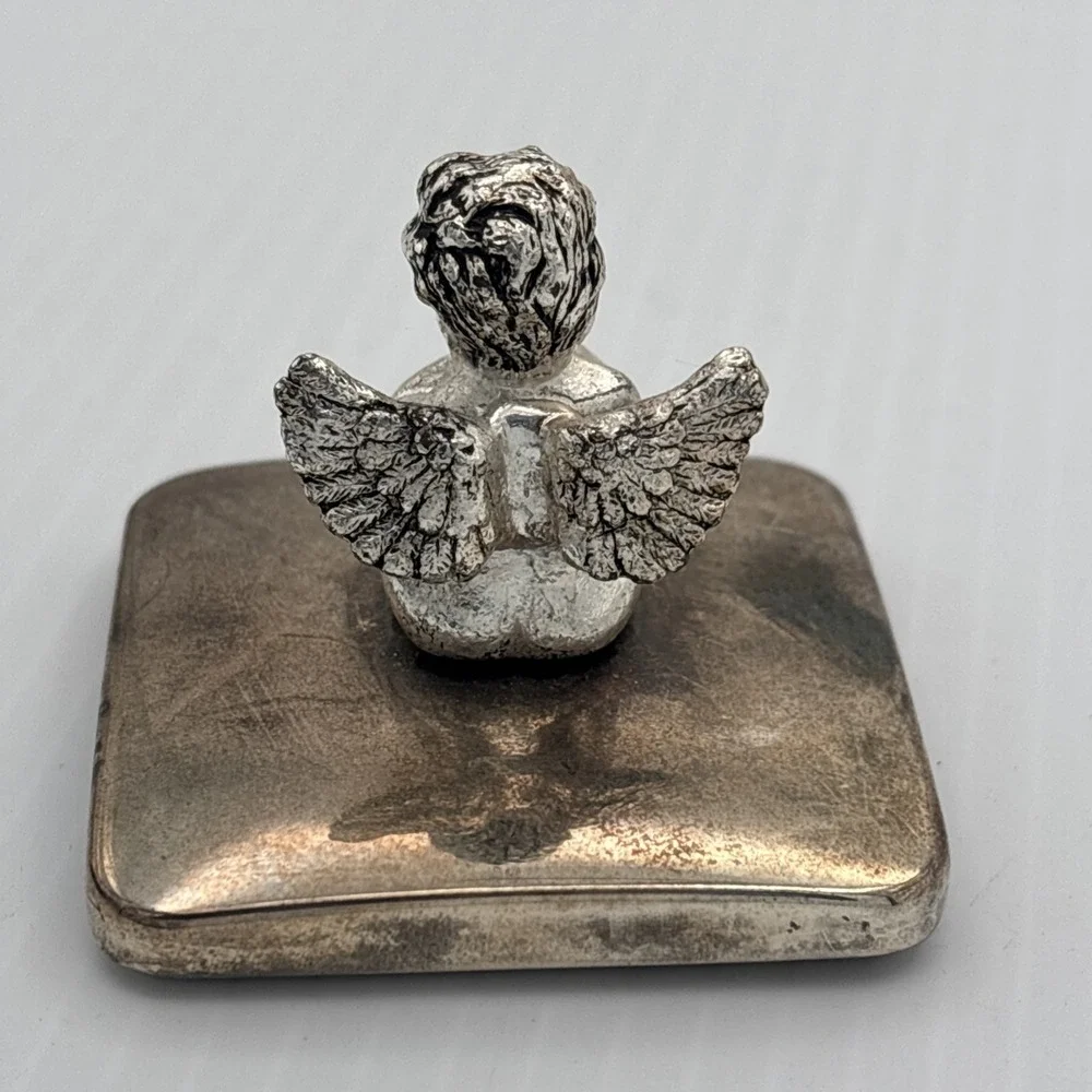 Silver plate cherub box Velvet Lined Vintage